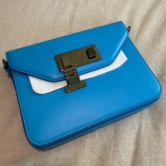 Dior Blue Leather Lock Crossbody Bag - Picture 3 of 15